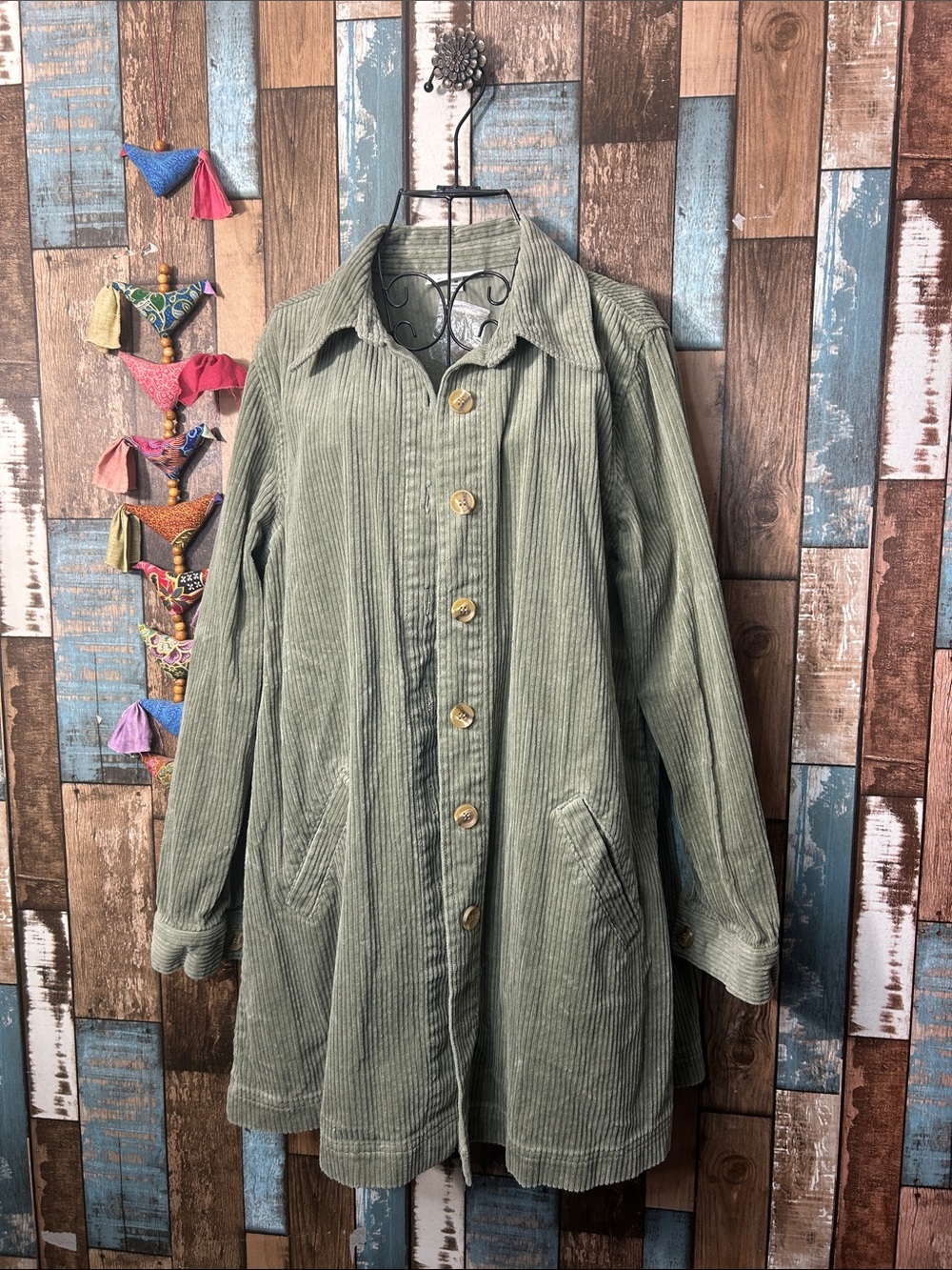 Serengeti Sage Green Corduroy Trench Coat